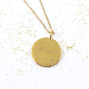 Organic Personalised Disc Necklace With White Sapphire, 6 of 8