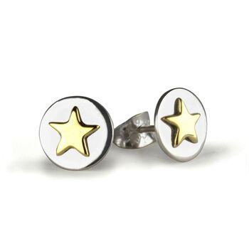 Star Stud Earrings With Silver Rose Or Gold Colour Star, 3 of 5