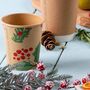 Festive Christmas Paper Cups 8oz | Holly And Berries, thumbnail 1 of 2