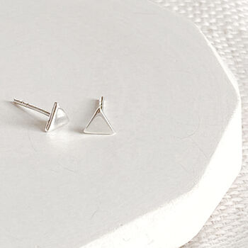 Tiny Triangle Studs In Silver Or Gold, 7 of 9