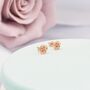 Petite Sterling Silver Rose Stud Earrings, thumbnail 3 of 12