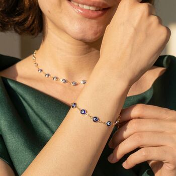 18ct Gold Plated Evil Eye Charm Bracelet, 5 of 5