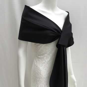 Black Duchess Satin Wrap For Special Occasions, 2 of 7