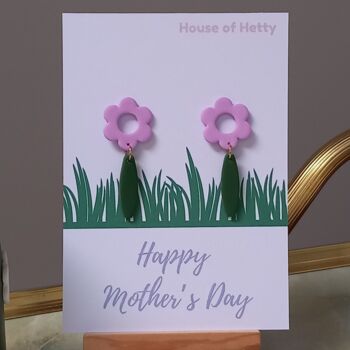 Mother's Day Daisy Dangle Earrings And Card, 2 of 2