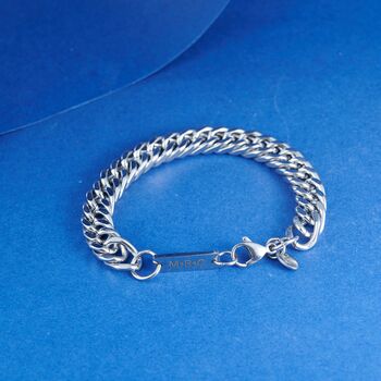 9 Mm Engraveable Flat Curb Bracelet, Cuban Link Bracelet, 7 of 9