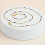 Dainty Blue Beaded Gold Chain Necklace, thumbnail 2 of 3