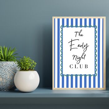 A4 Modern, Art Print, The Early Night Club Blue Stripes, 3 of 5