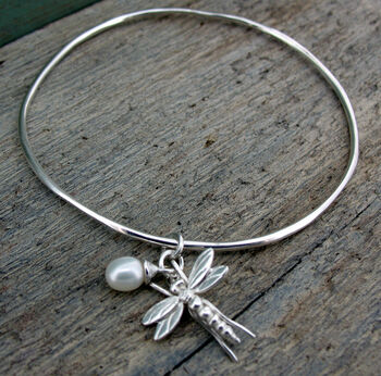 Sterling Silver Bee Or Dragonfly Bangle, 4 of 5