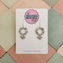 Silver Feminist Sign Glitter Earrings / Girl Power Jewellery / Empowered Woman Statement / International Women's Day Gift, thumbnail 1 of 5