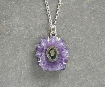 42ct Amethyst Geode Necklace In Sterling Silver, 2 of 3