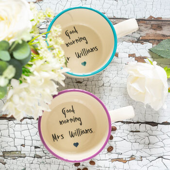 Pair Of Mr And Mrs Hidden Message Cups, 2 of 4