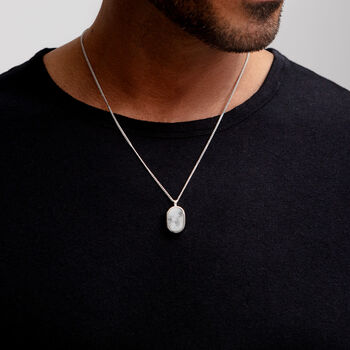 Men's Small Howlite Dog Tag Locket Silver, 2 of 7