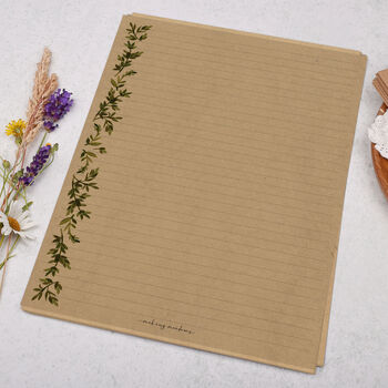 A4 Kraft Letter Writing Paper With Green Botanical Leaf, 3 of 4