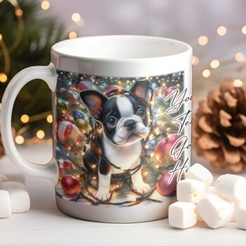 Personalised Boston Terrier In Christmas Lights, 6 of 9