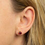 Gold Plated Sterling Silver July Ruby Birthstone Stud Earrings, thumbnail 2 of 5