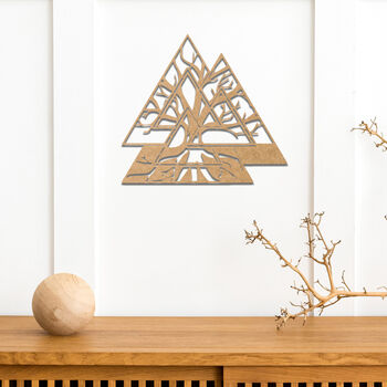 Triangular Tree Of Life Wood Art Modern Room Decor, 6 of 9