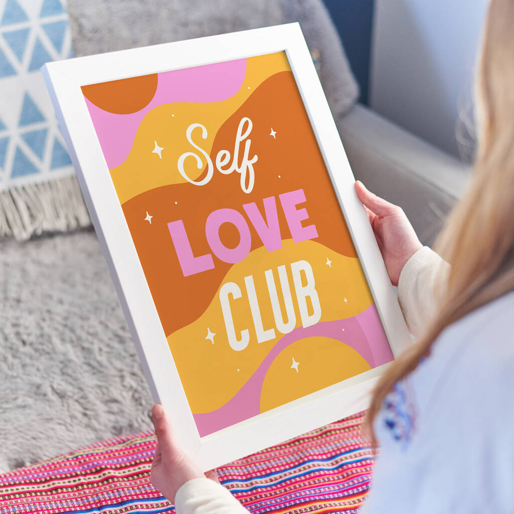 Colourful Self Love Club Typography Home Print, 1 of 3