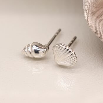 Mismatched Sterling Silver Shell Stud Earrings, 2 of 7