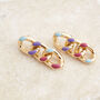 Rainbow Coloured Chunky Cuban Chain Earrings, thumbnail 6 of 6