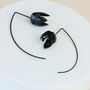 Black Flower Dangle Earrings Gift For Halloween, thumbnail 1 of 3