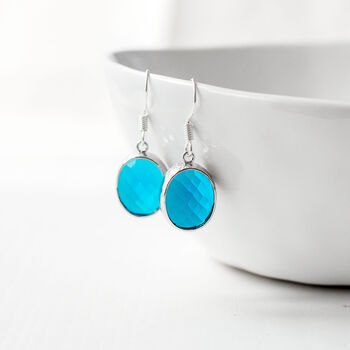 Azure Blue Faceted Glass Earrings, 2 of 7