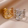 Abstract Fluid Wrap Wide Adjustable Band Gold Or Silver Ring, thumbnail 1 of 5