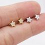 Tiny Cz Star Stud Earrings In Sterling Silver, thumbnail 2 of 12