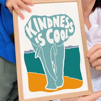 'Kindness Is Cool' Kids Positive Elephant Nursery Print, 4 of 4
