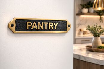 Decorative Brass Pantry Door Sign Plate With Black Finish, 5 of 7