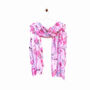 Pink Printed Flower Roses Scarf Lightweight Silver Flecks, thumbnail 6 of 12