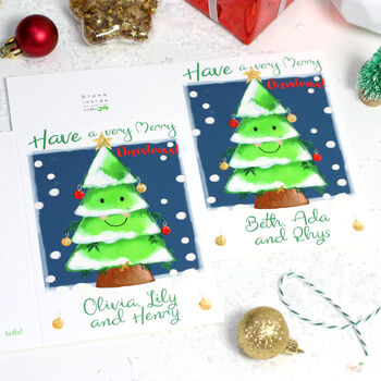 Personalised Festive Tree Family Christmas Card, 2 of 7