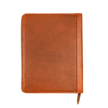 Personalised Zip Up A4 Leather Portfolio In Brown, 5 of 8