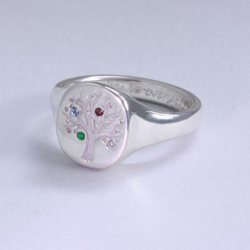 Family Tree Signet Ring With Birthstones, 6 of 12