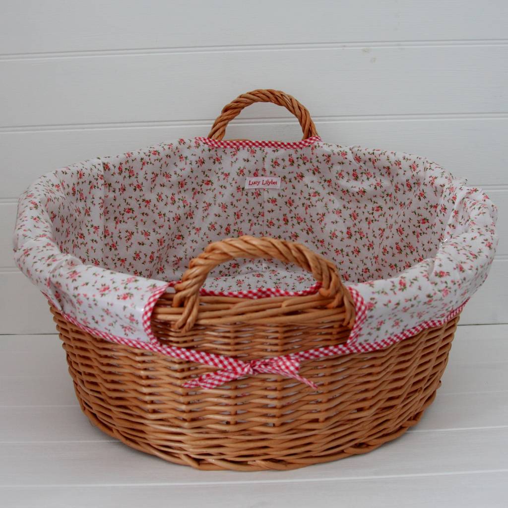 oilcloth lined laundry basket by lucy lilybet