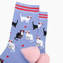 Cats In Love Bamboo Socks In Blue, thumbnail 2 of 4