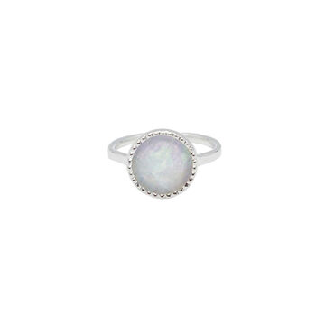 Sustainable Silver Circle Rainbow Moonstone Ring, 3 of 5