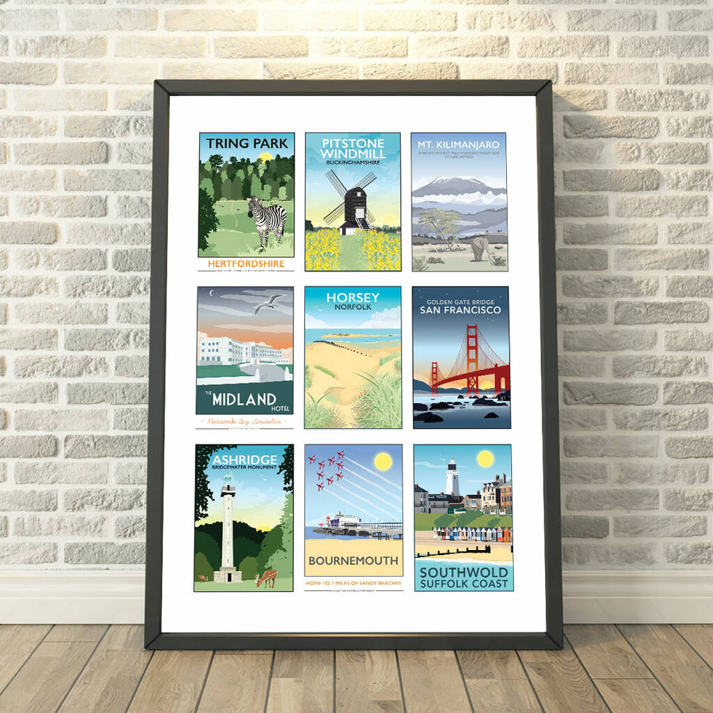 Travel Print Collage – Nine Designs On One Print, 1 of 5