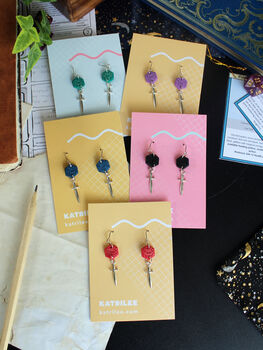 D20 Dice And Sword Surgical Steel Earrings, 4 of 7