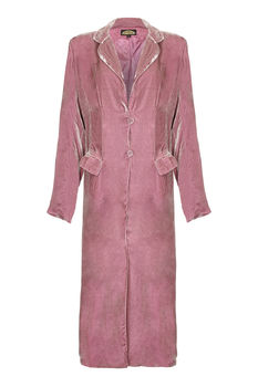 Vivienne Dress Coat In Sweet Pea Silk Velvet, 3 of 5