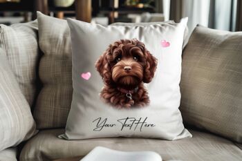 Personalised Chocolate Cockapoo Hearts Cushion Cover Gift, 2 of 2