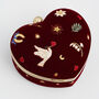 Red Velvet Embroidered Heart Jewellery Box, thumbnail 4 of 6