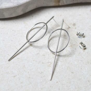 Sterling Silver Ring And Bar Stud Earrings, 4 of 9