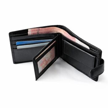 Personalised Black Mens Faux Leather Wallet, 3 of 5