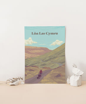 Lon Las Cymru Cycling Travel Poster Art Print, 3 of 8