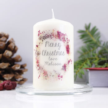 Personalised Wreath Christmas Candle, 2 of 6