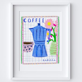 Coffee Barista Art Print Watercolour Collage Poster, 2 of 2