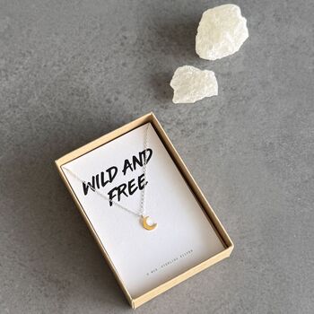 Wild And Free Moon Necklace In Sterling Silver, 5 of 5