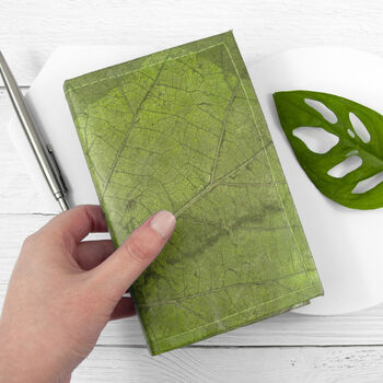 Vegan Teak Leaf Leather A6 Refillable Notebook, 7 of 12