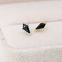Sterling Silver Extra Tiny Black Cz Rhombus Stud Earrings, thumbnail 3 of 12