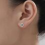 Tiny Emerald Green Droplet Cz Halo Stud Earrings, thumbnail 7 of 11